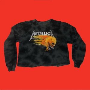 Raw Hem Metallica Crop Sweater